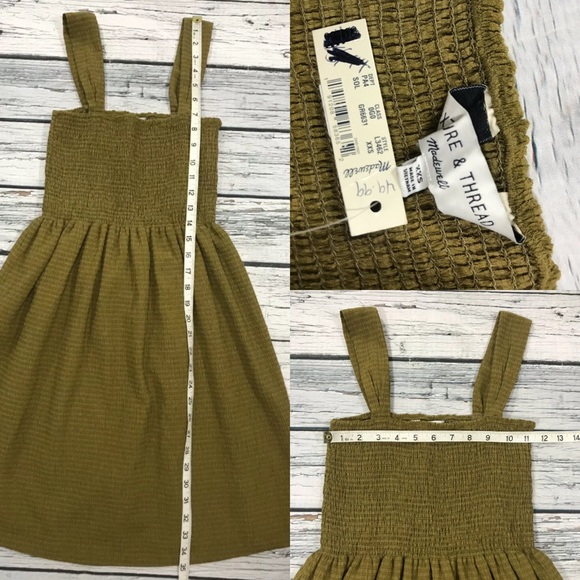 Madewell Dress Sleeveless A-Line Casual Stretchy Olive Mini Sundress Womens XXS - Picture 8 of 8
